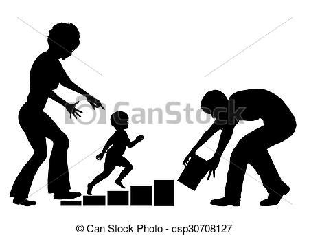 Clip Art of Teaching Step by Step - Parents are teaching ...