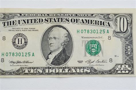 Vintage Ten Dollar Bill 1993 Collectible Currency Old 10 Etsy