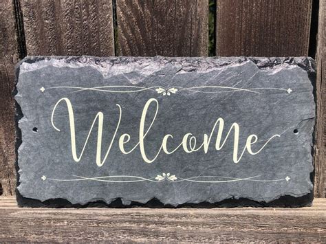 Outdoor Welcome Sign Slate Welcome Sign Outdoor Sign Etsy