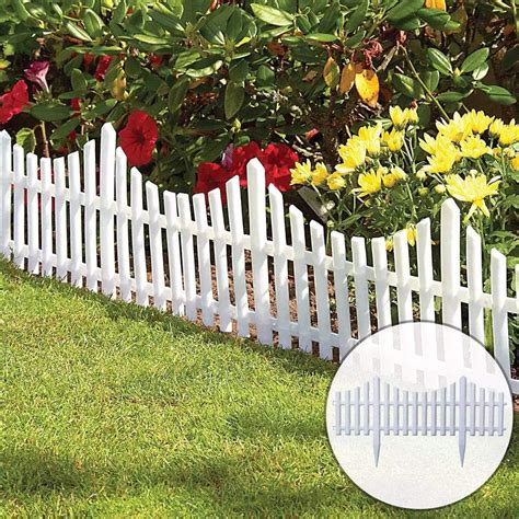 Set Of 4 White Plastic Garden Fence Borders Perfect For