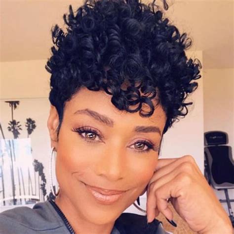 Luna Black Women Wig Gorgeous Short Curly With Bangs For African Ameri
