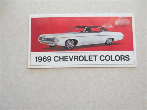 Original 1969 Chevrolet Cars Exterior Colour Chart Brochure Usa Eur