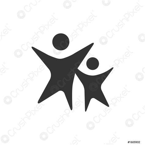 Modern Children And Adults Logo Happy Kids Vector Illustration Stock