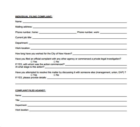 Sample Employee Complaint Forms To Download Sample Templates