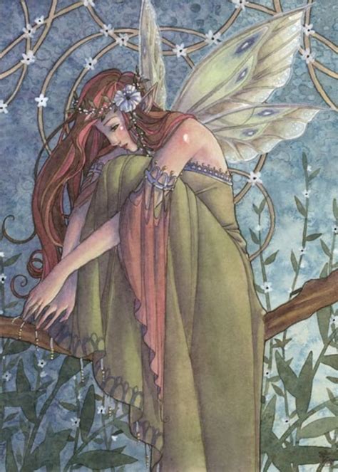 Fairy Art Print Celtic Irish Fairy With Flowers By Sarambutcher