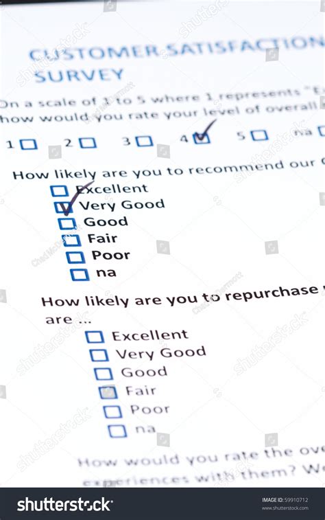 Survey Questionnaire Customer Satisfaction Checkboxes Stock Photo