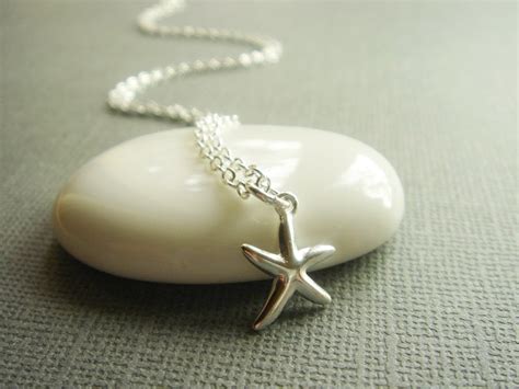 Beach Theme Starfish Sterling Silver Necklace On Luulla