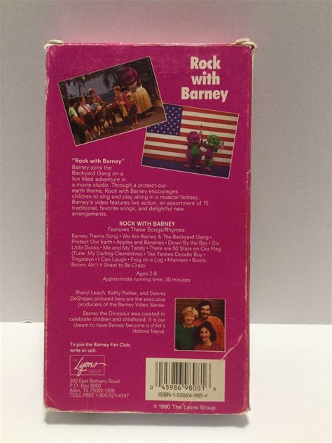 Barney And Friends Rock With Barney Vhs Tape Sing Along 1990 45986980816
