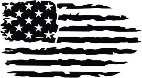 Tattered Us American Flag Decal Subdued Matte Black White Red Gray