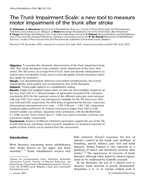 Pdf The Trunk Impairment Scale A New Tool To Measure