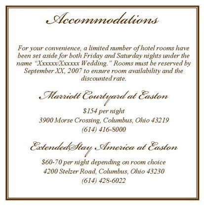 Reception card rsvp card attire card. accomodation card wording … | Wedding accomodation cards ...
