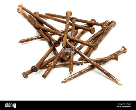 Rusted Old Nails Isolated On White Background Stock Photo Alamy