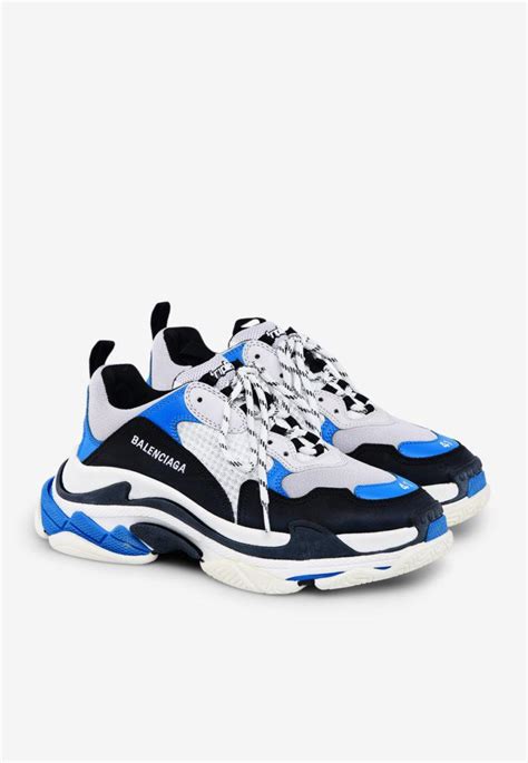 Balenciaga Triple S Sneakers In Mesh-leather And Nubuck in Blue for Men - Lyst