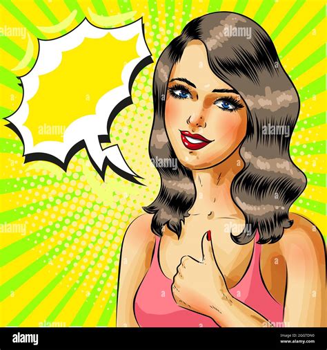 Vector Retro Pop Art Woman Showing Thumb Up Stock Vector Image And Art