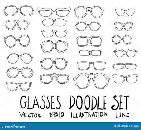 glasses hand drawn doodle sketch line stock illustration illustration of design beauty 102415833