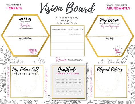 Vision Board Printable Manifesting Digital Printables Etsy Vision