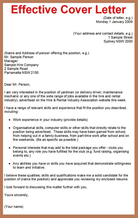 cover letter job application examples job cover letter