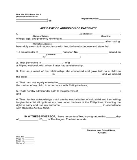 Paternity Affidavit Form Fill Out And Sign Printable Pdf Template