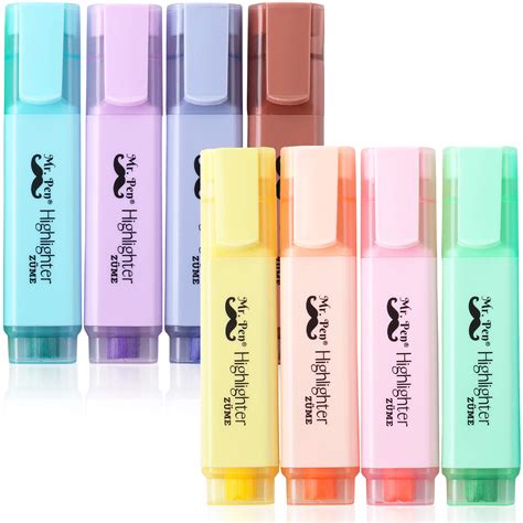Buy Mr Pen Pastel Highlighters 8 Pack Tank Style Chisel Tip