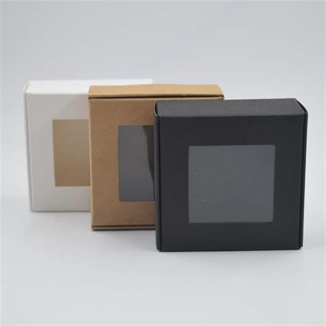 20pcslot Kraft Paper Box With Clear Pvc Windowwedding Favors Display