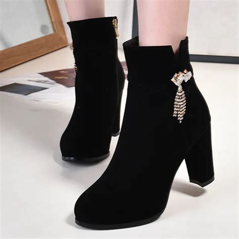 womens leather comfortable ankle boots platform high heel booties for women fashion buckle