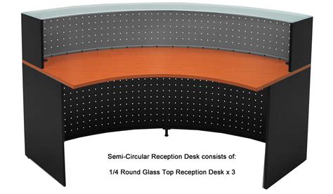 The decor therapy simplify half round accent table is a perfect complement to your existing furniture. Semi-Circular Glass Top Reception Desk
