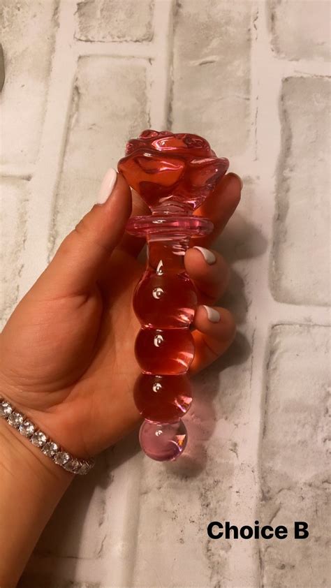 rose glass dildo pink crystal rose butt plug glass wand etsy