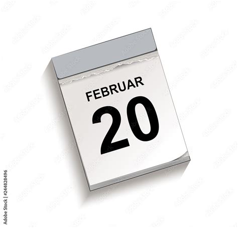 Kalender Februar 20 Abreißkalender Mit Datum Vektor Illustration