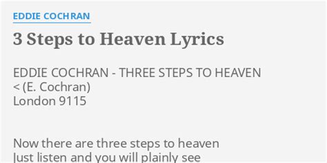 3 steps to heaven lyrics by eddie cochran eddie cochran three
