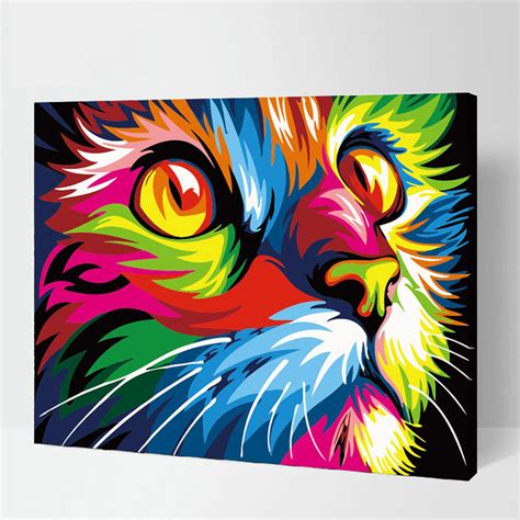 Rainbow Animals Paint By Number Kit Diy Digital Oil Painting Etsy