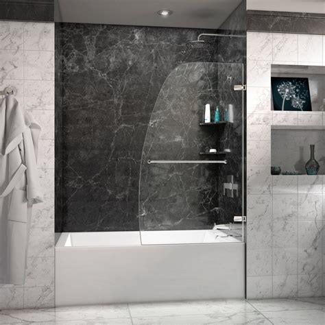 Find great deals on ebay for glass shower door frameless. Review Aqua Uno 34 in. Frameless Hinged Tub Door - Behind ...