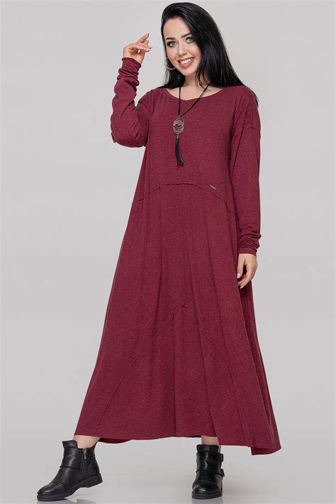 ᐉ платье оверсайз бордового цвета 249617 Vandv — купить по цене 1214 грн