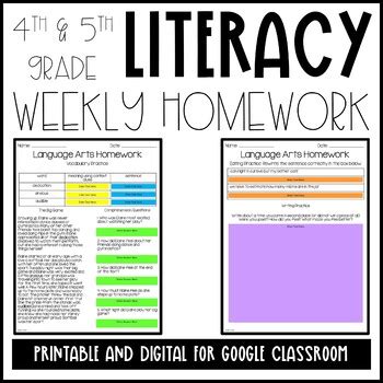 Homework helper grade 5 module 1. Homework (Literacy 4th Grade-Entire Year) | TpT