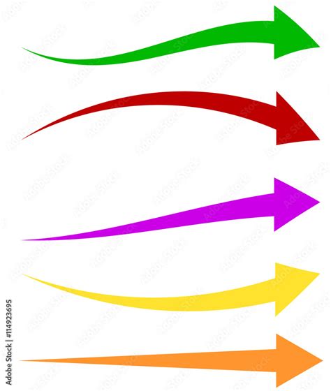 Set Of 5 Colorful Arrow Shapes Long Horizontal Arrows Stock Vector