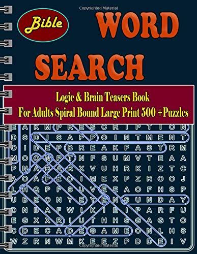 Bible Word Search Logic And Brain Teasers Book For Adults Spiral Bound