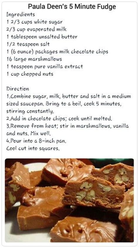 Line crust with parchment paper; Paula Deen's 5 Minute Fudge | Fudge recipes easy, Homemade ...