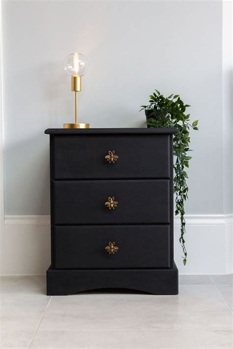Not For Sale Example Piece Black Painted Wooden Bedside Etsy Uk