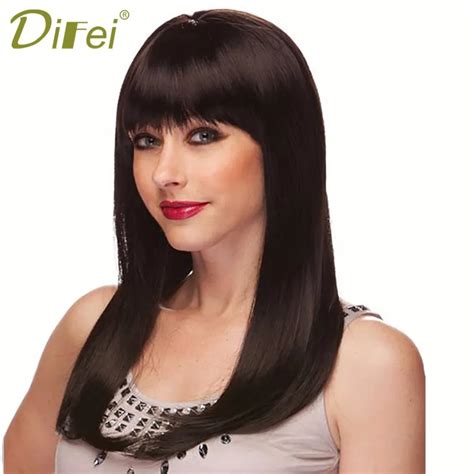 Difei Womens Long Straight Hair Wig Synthetic High Temperature Fiber