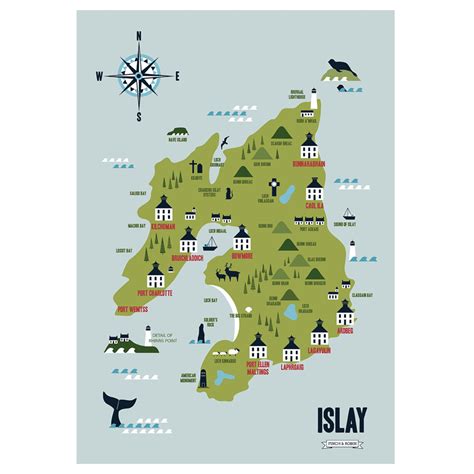 Printed Map Of The Isle Of Islay Kate Mclelland
