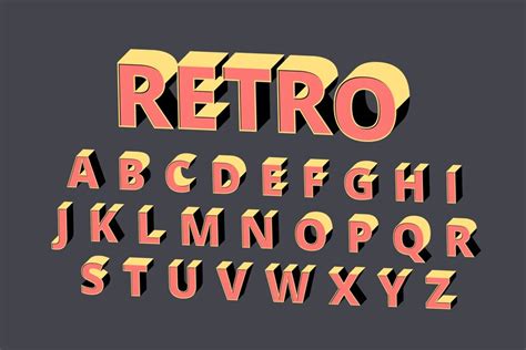 Free Vector 3d Retro Alphabet Style