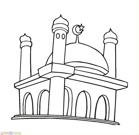 Gambar Mewarnai Masjid Untuk Anak Tk Nano Gambar