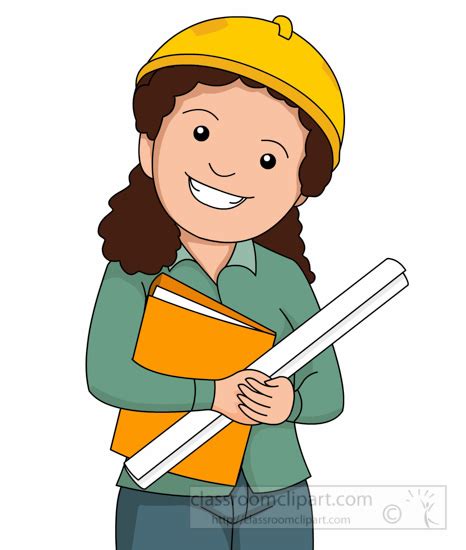 Occupation Clipart Female Engineer Holding Blue Prints Clipart