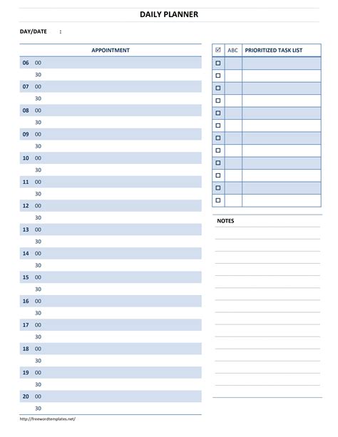 Daily Schedule Template Free Microsoft Word Templates