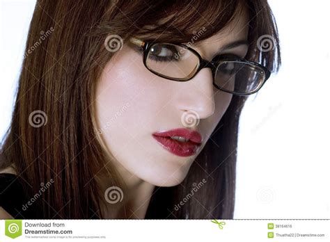 Portrait Of A Beautiful Girl With Glasses On White Royalty