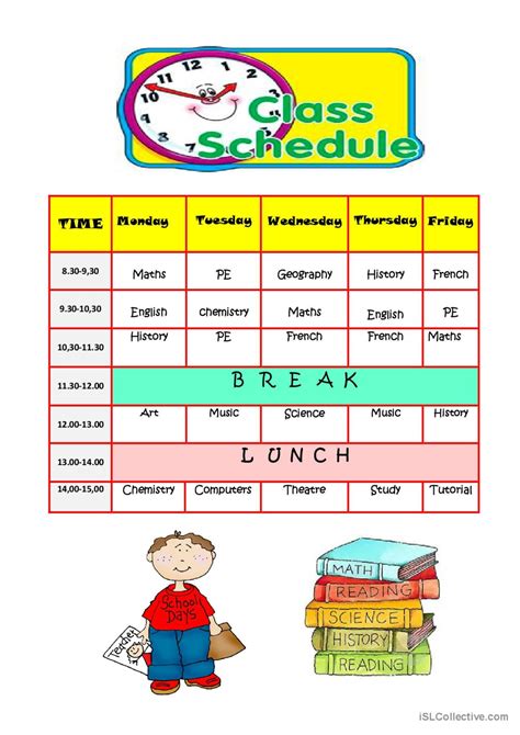 Class Schedule English Esl Worksheets Pdf And Doc
