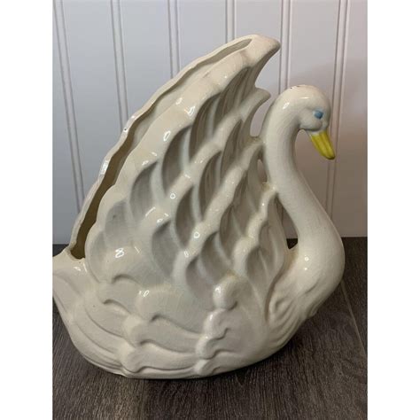Vintage Large Ceramic Swan Planter Etsy