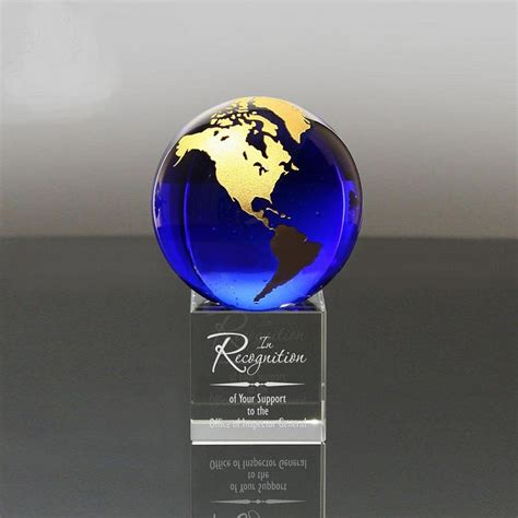 Exquisite Blue Crystal World Globe And Base Buy Blue Crystal Globe