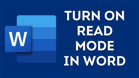How To Turn On Read Mode In Word Youtube
