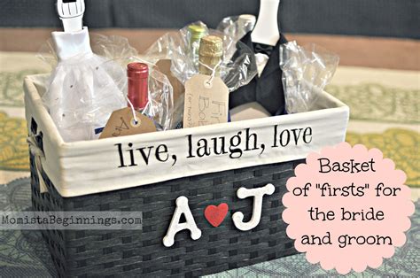 Basket Of Firsts For The Bride And Groom Diy Wedding Ts For