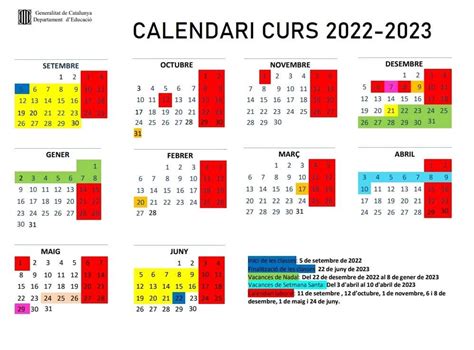 Calendario Escolar 2022 2023 En Barcelona Y Cataluña 🗓️ 🏕️☀️